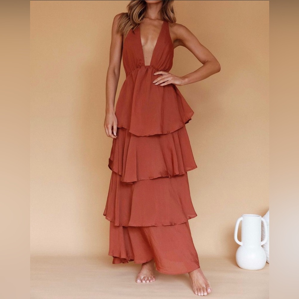 Boho Plunge Ruffle Dress